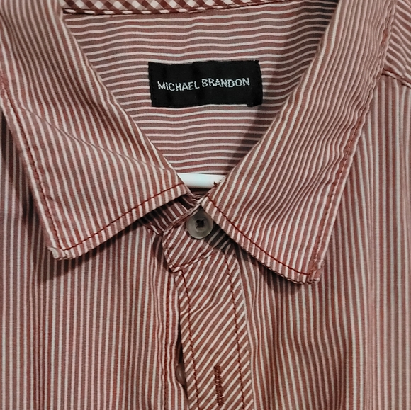 Striped Red & White Button-Down Casual Shirt - Picture 2 of 3